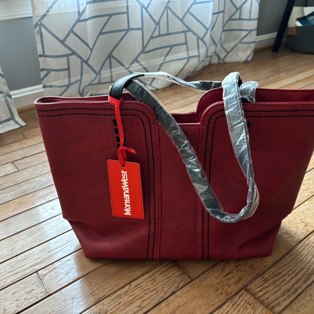 Montana West Red Tote with Black Handles